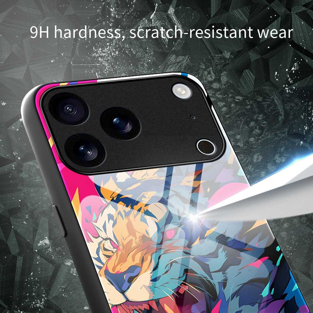 For iPhone 17 Pro Max Case Anti Drop PC TPU Tempered Glass Pattern Printing Phone Back Cover - B0171