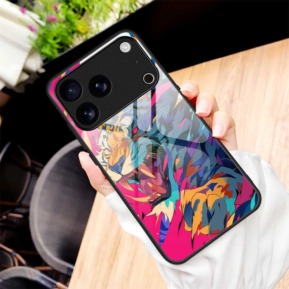For iPhone 17 Pro Max Case Anti Drop PC TPU Tempered Glass Pattern Printing Phone Back Cover - B0171