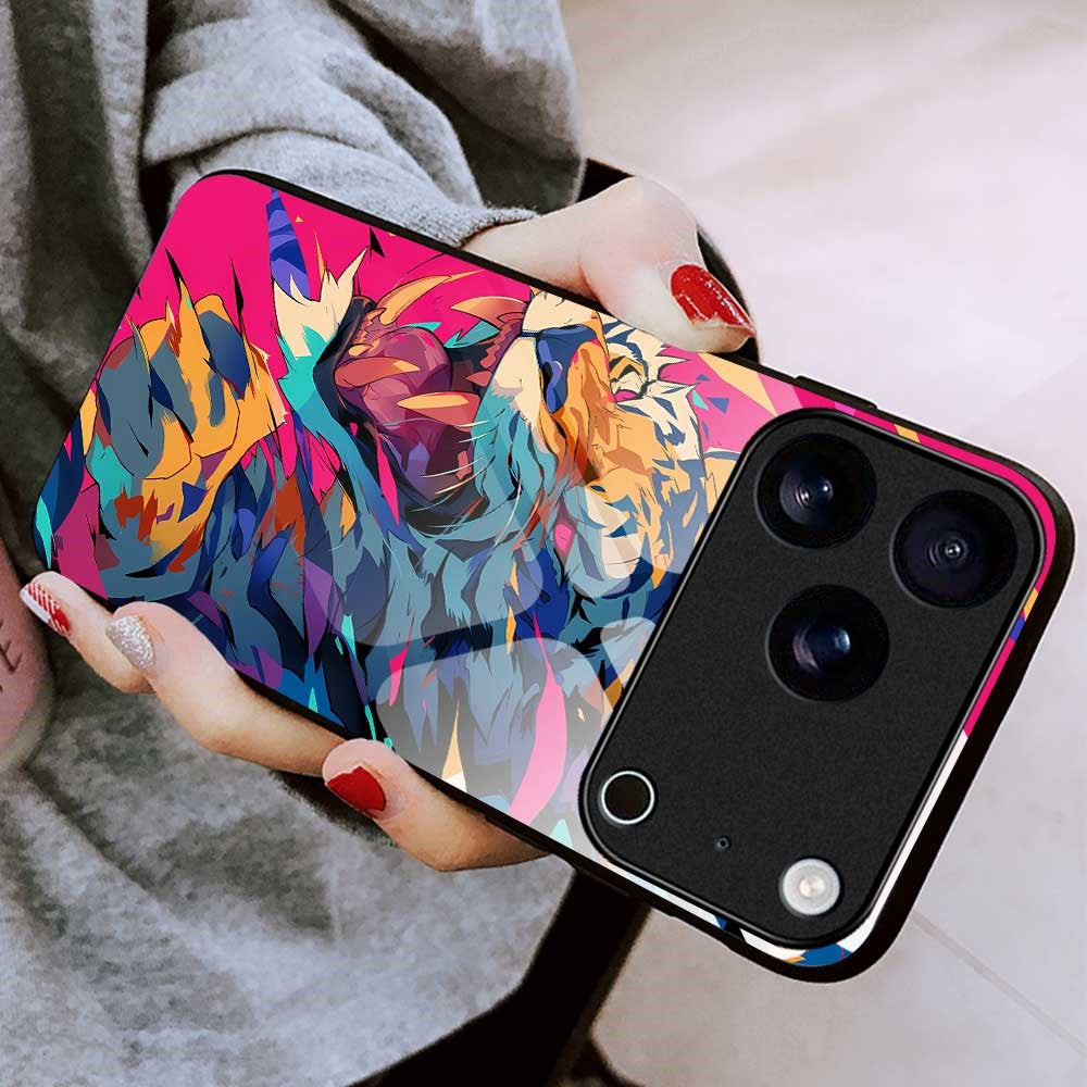For iPhone 17 Pro Max Case Anti Drop PC TPU Tempered Glass Pattern Printing Phone Back Cover - B0171