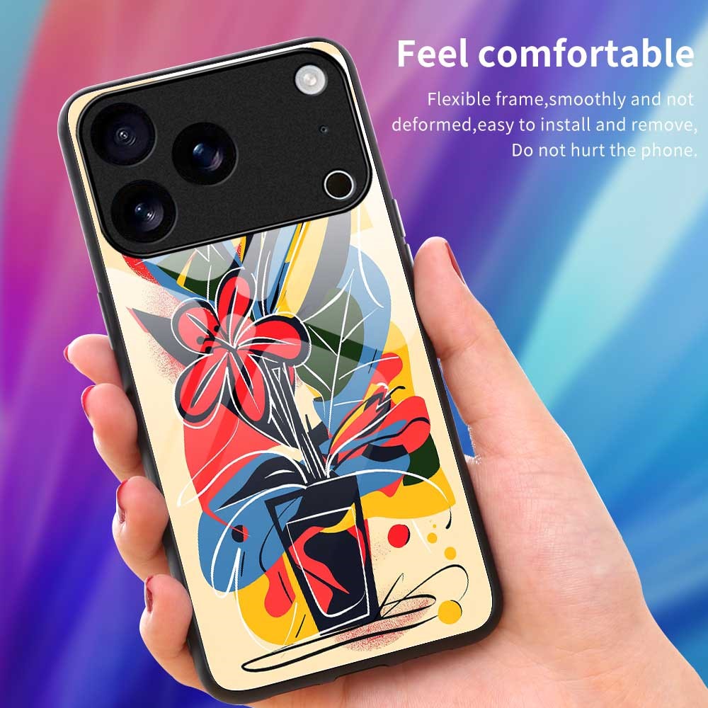 For iPhone 17 Pro Max Case Anti Drop PC TPU Tempered Glass Pattern Printing Phone Back Cover - B0172