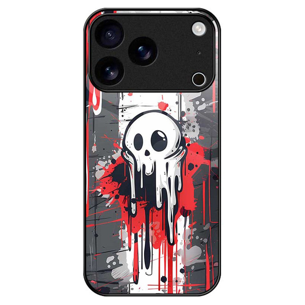 For iPhone 17 Pro Max Case Anti Drop PC TPU Tempered Glass Pattern Printing Phone Back Cover - B0173