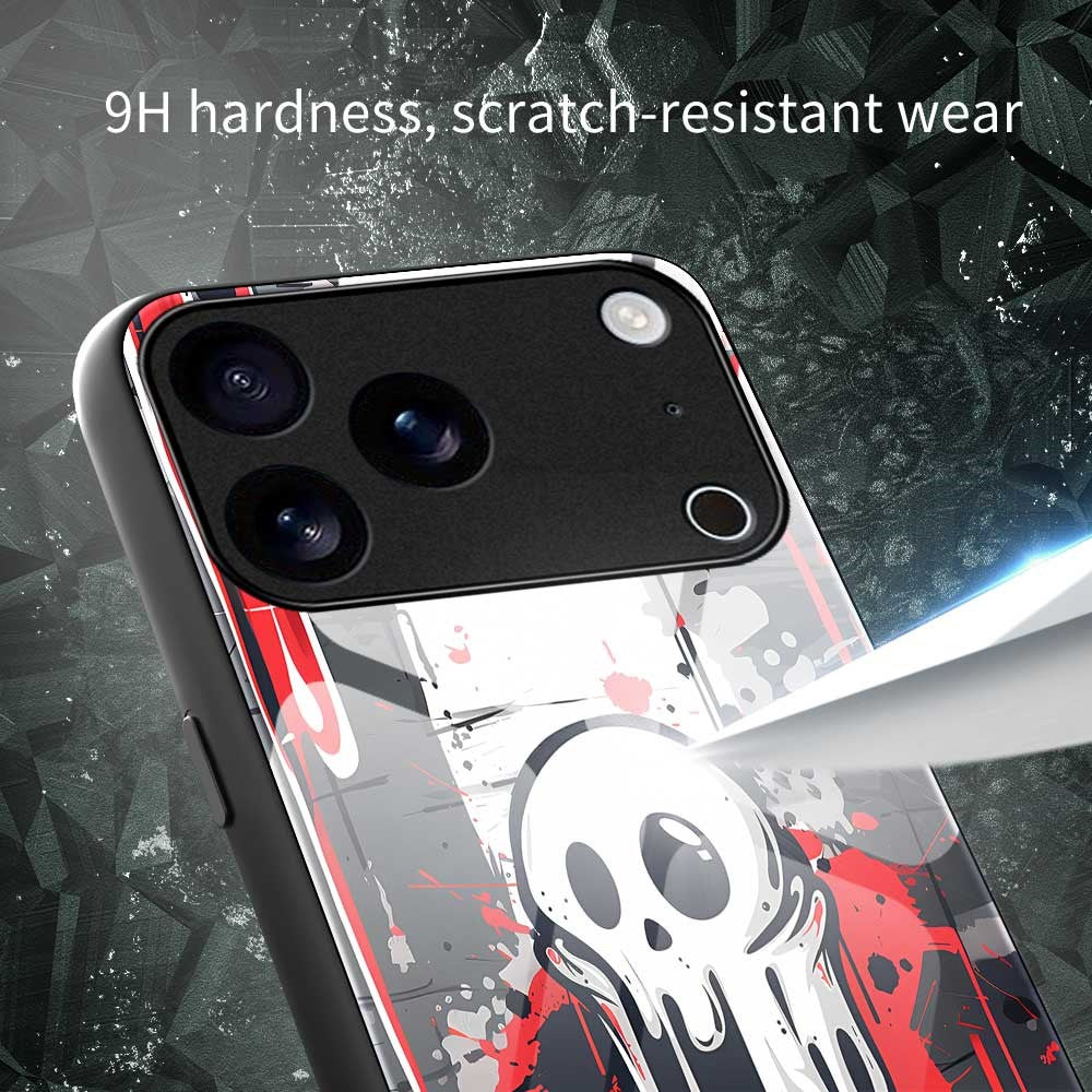 For iPhone 17 Pro Max Case Anti Drop PC TPU Tempered Glass Pattern Printing Phone Back Cover - B0173
