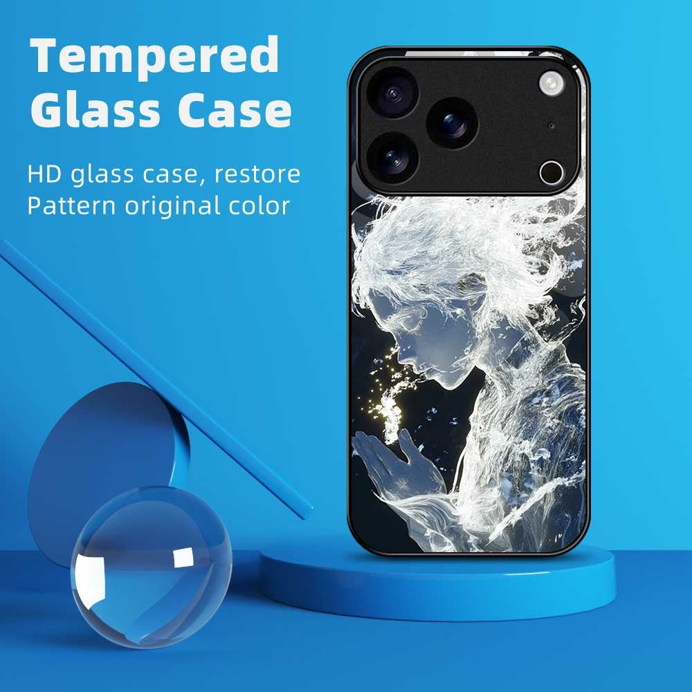 For iPhone 17 Pro Max Case Anti Drop PC TPU Tempered Glass Pattern Printing Phone Back Cover - B0175