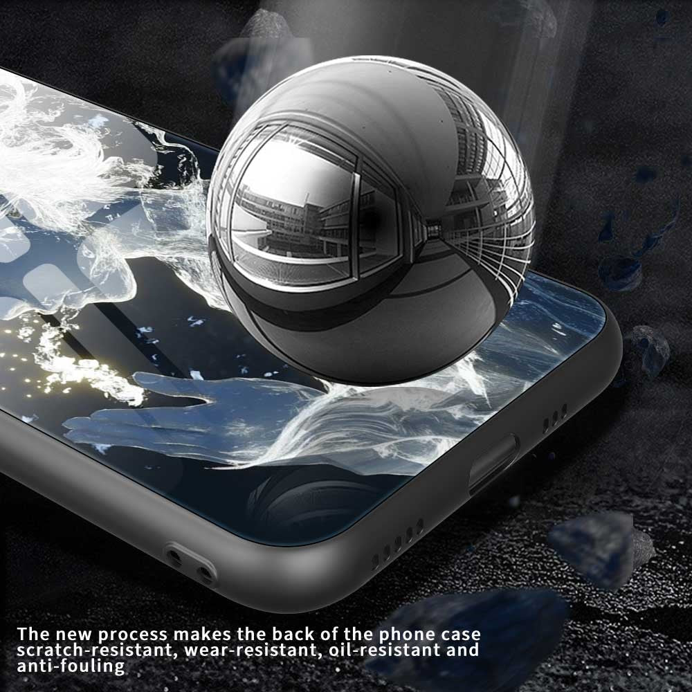 For iPhone 17 Pro Max Case Anti Drop PC TPU Tempered Glass Pattern Printing Phone Back Cover - B0175