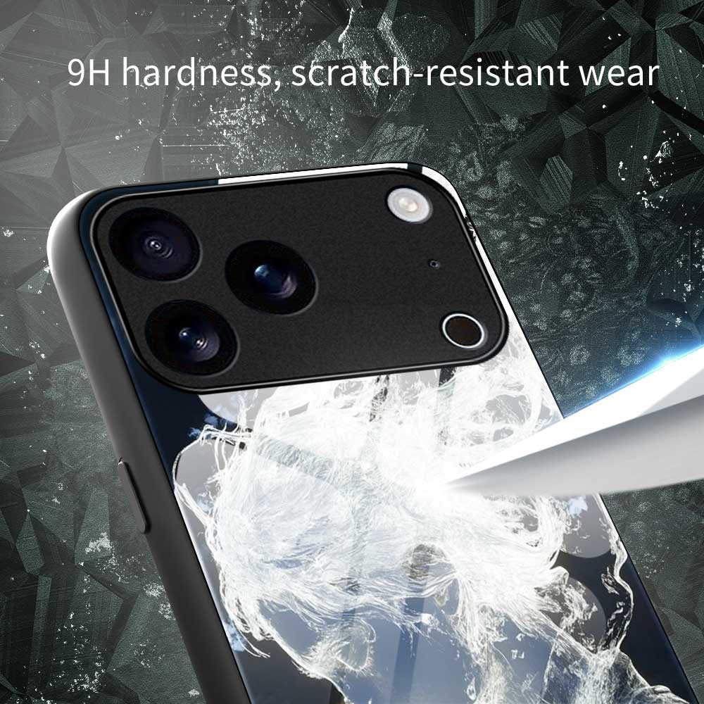 For iPhone 17 Pro Max Case Anti Drop PC TPU Tempered Glass Pattern Printing Phone Back Cover - B0175