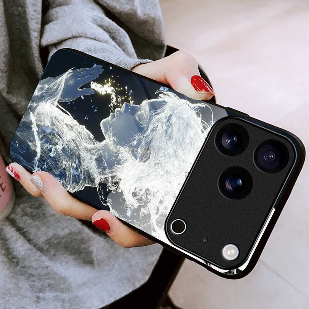 For iPhone 17 Pro Max Case Anti Drop PC TPU Tempered Glass Pattern Printing Phone Back Cover - B0175