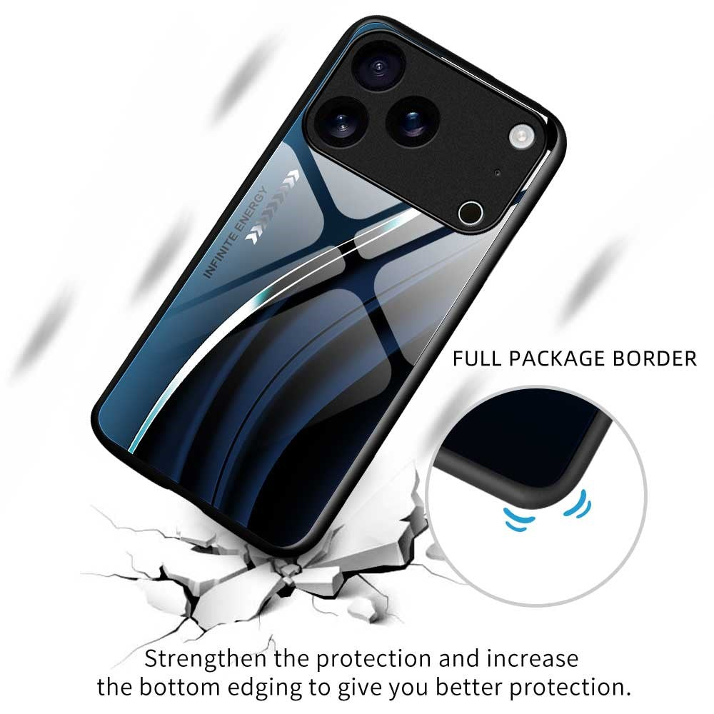 For iPhone 17 Pro Max Case Anti Drop PC TPU Tempered Glass Pattern Printing Phone Back Cover - B0176