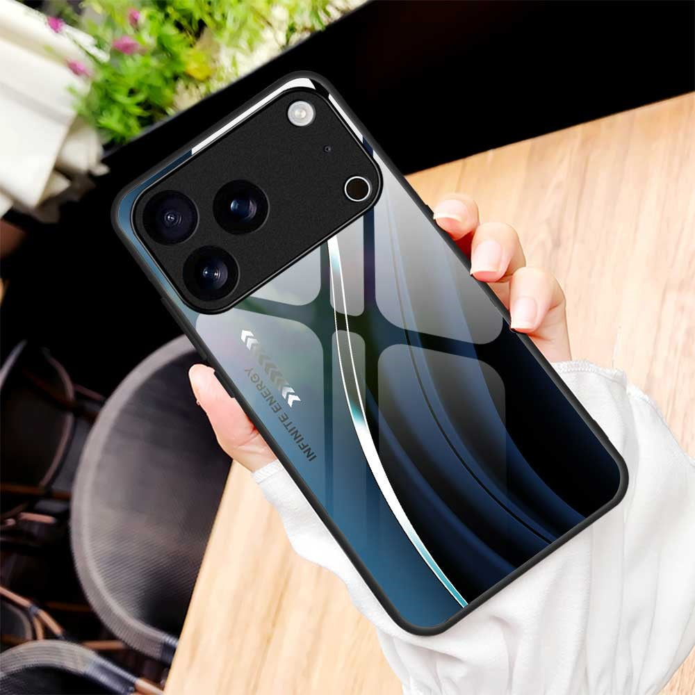 For iPhone 17 Pro Max Case Anti Drop PC TPU Tempered Glass Pattern Printing Phone Back Cover - B0176