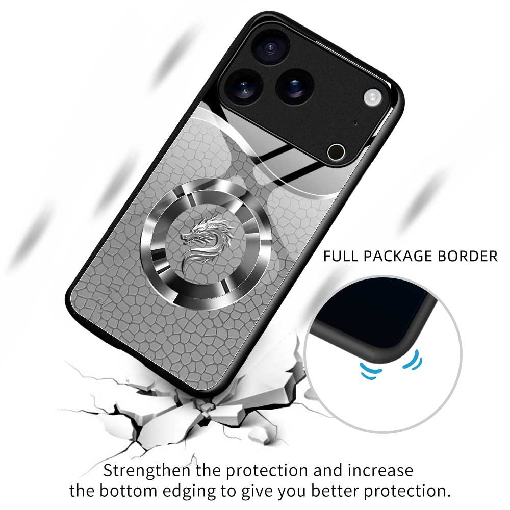 For iPhone 17 Pro Max Case Anti Drop PC TPU Tempered Glass Pattern Printing Phone Back Cover - B0177