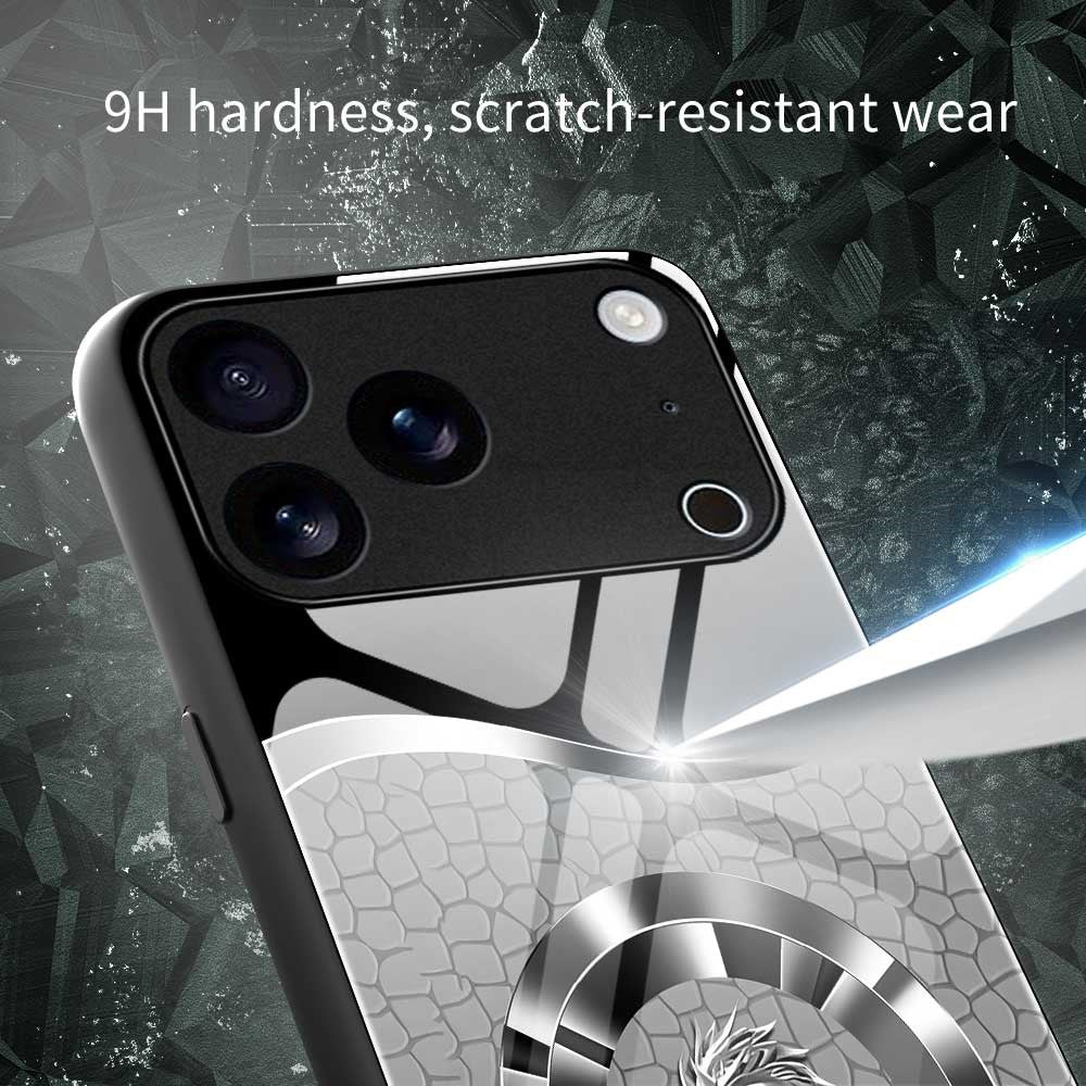 For iPhone 17 Pro Max Case Anti Drop PC TPU Tempered Glass Pattern Printing Phone Back Cover - B0177