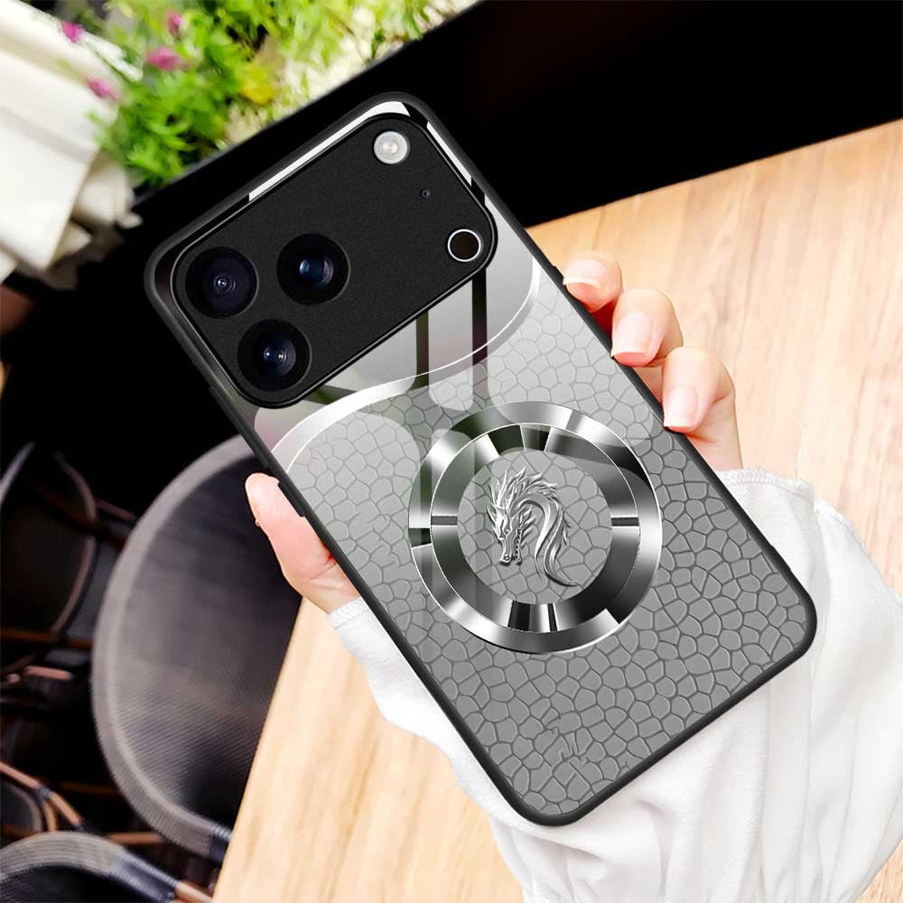 For iPhone 17 Pro Max Case Anti Drop PC TPU Tempered Glass Pattern Printing Phone Back Cover - B0177