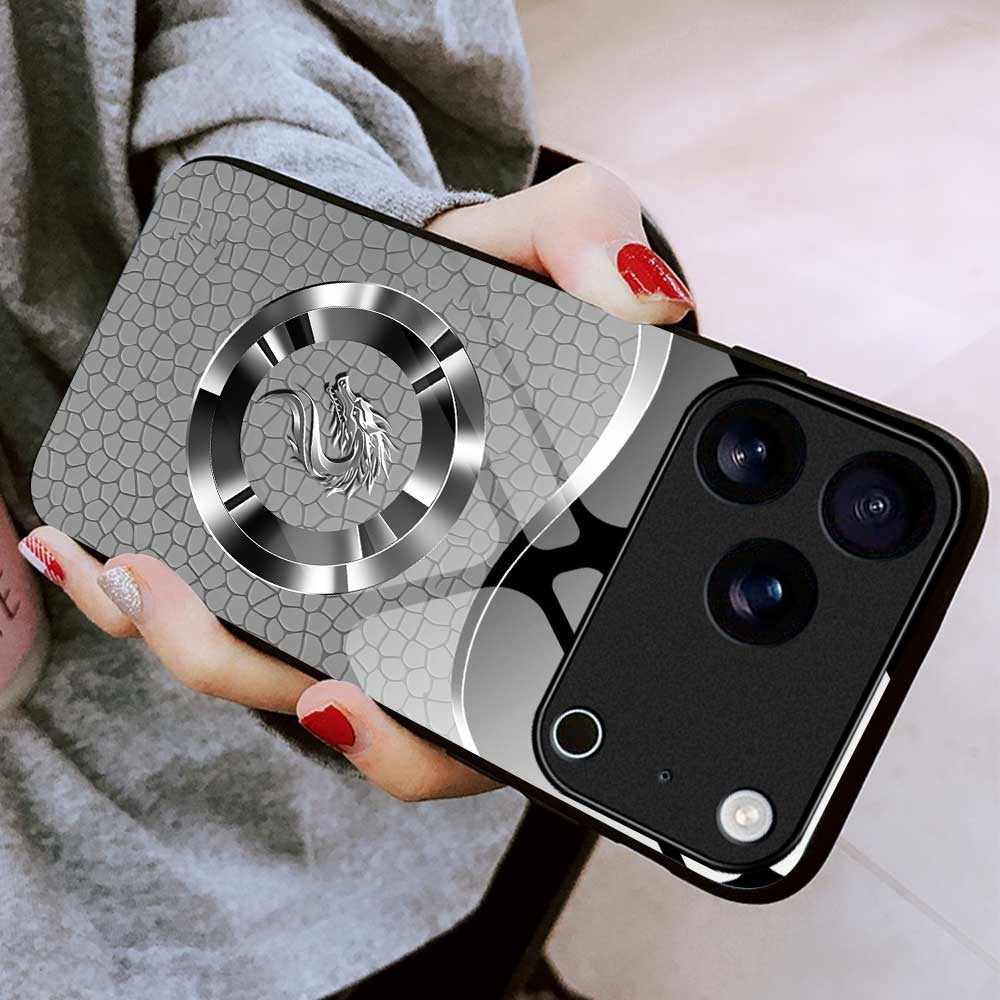 For iPhone 17 Pro Max Case Anti Drop PC TPU Tempered Glass Pattern Printing Phone Back Cover - B0177