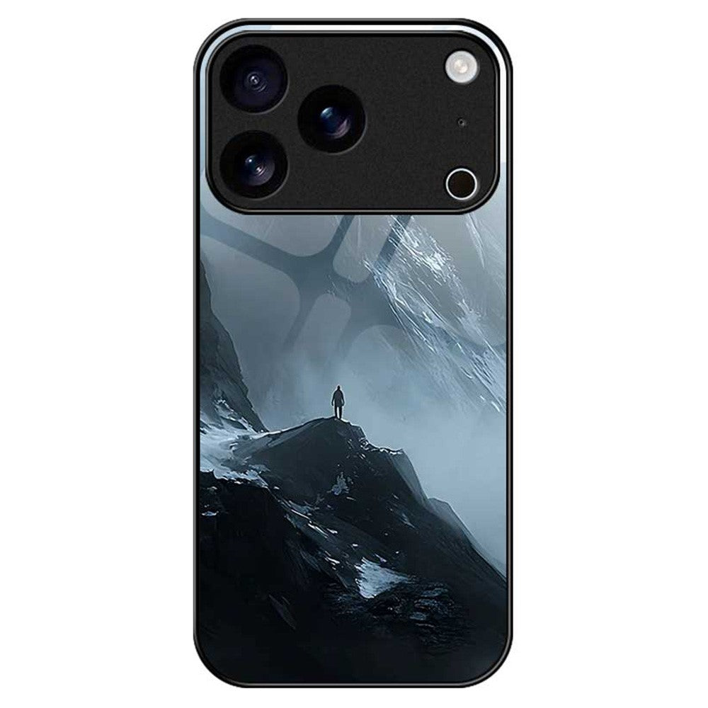 For iPhone 17 Pro Max Case Anti Drop PC TPU Tempered Glass Pattern Printing Phone Back Cover - B0178