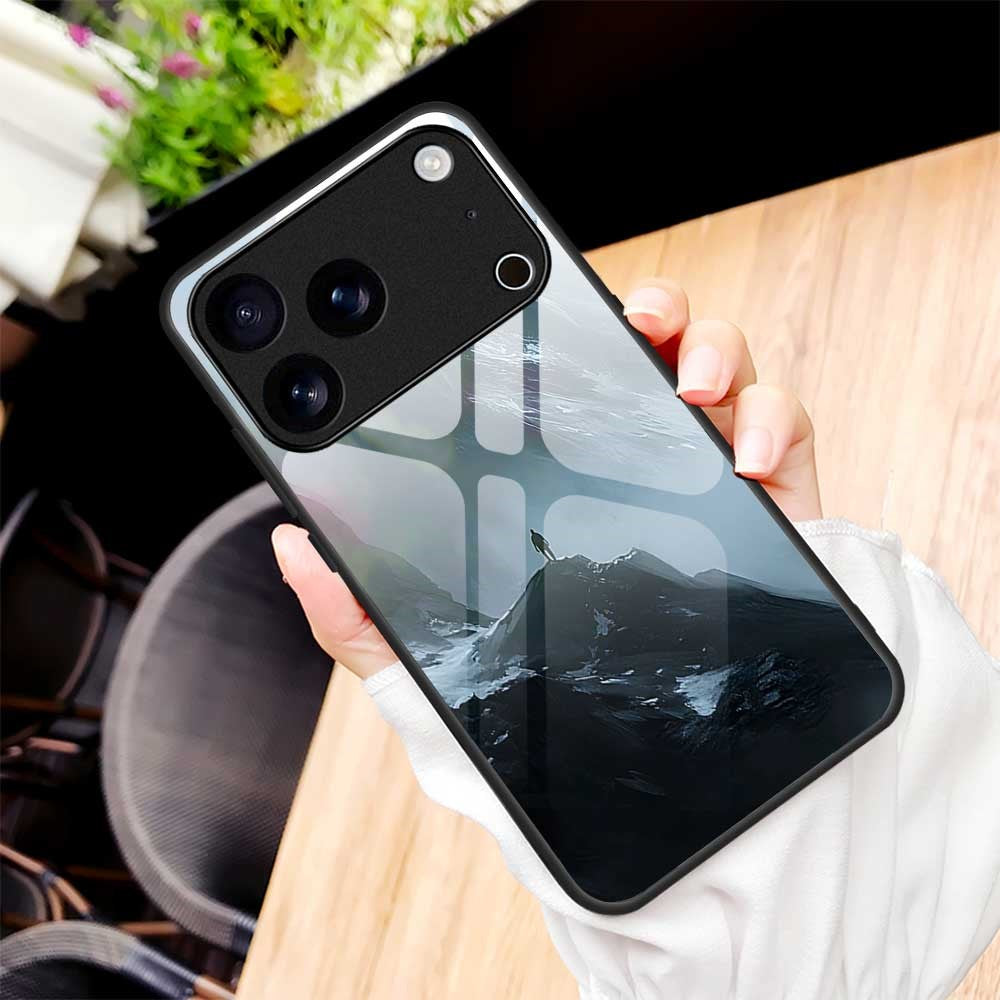 For iPhone 17 Pro Max Case Anti Drop PC TPU Tempered Glass Pattern Printing Phone Back Cover - B0178