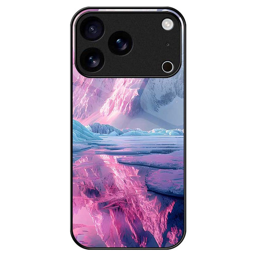 For iPhone 17 Pro Max Case Anti Drop PC TPU Tempered Glass Pattern Printing Phone Back Cover - B0179