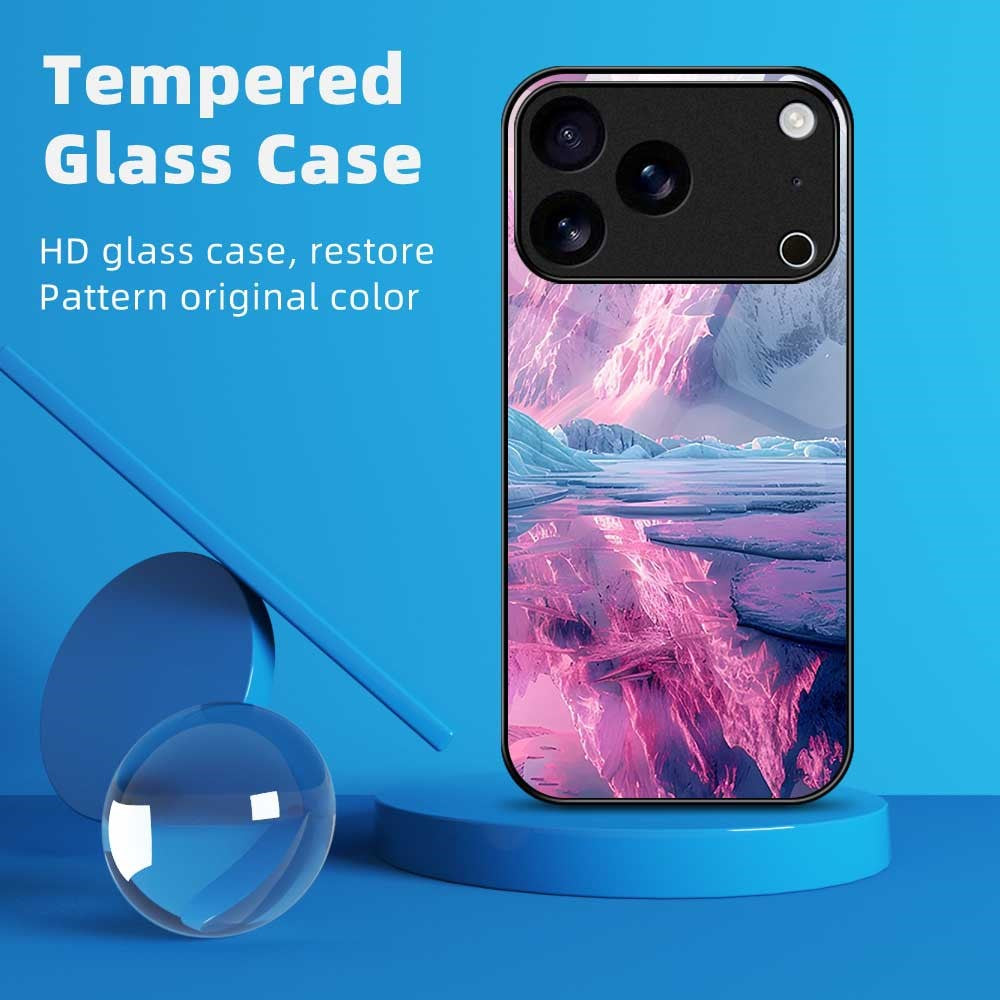 For iPhone 17 Pro Max Case Anti Drop PC TPU Tempered Glass Pattern Printing Phone Back Cover - B0179