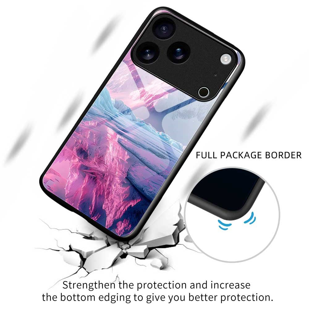 For iPhone 17 Pro Max Case Anti Drop PC TPU Tempered Glass Pattern Printing Phone Back Cover - B0179