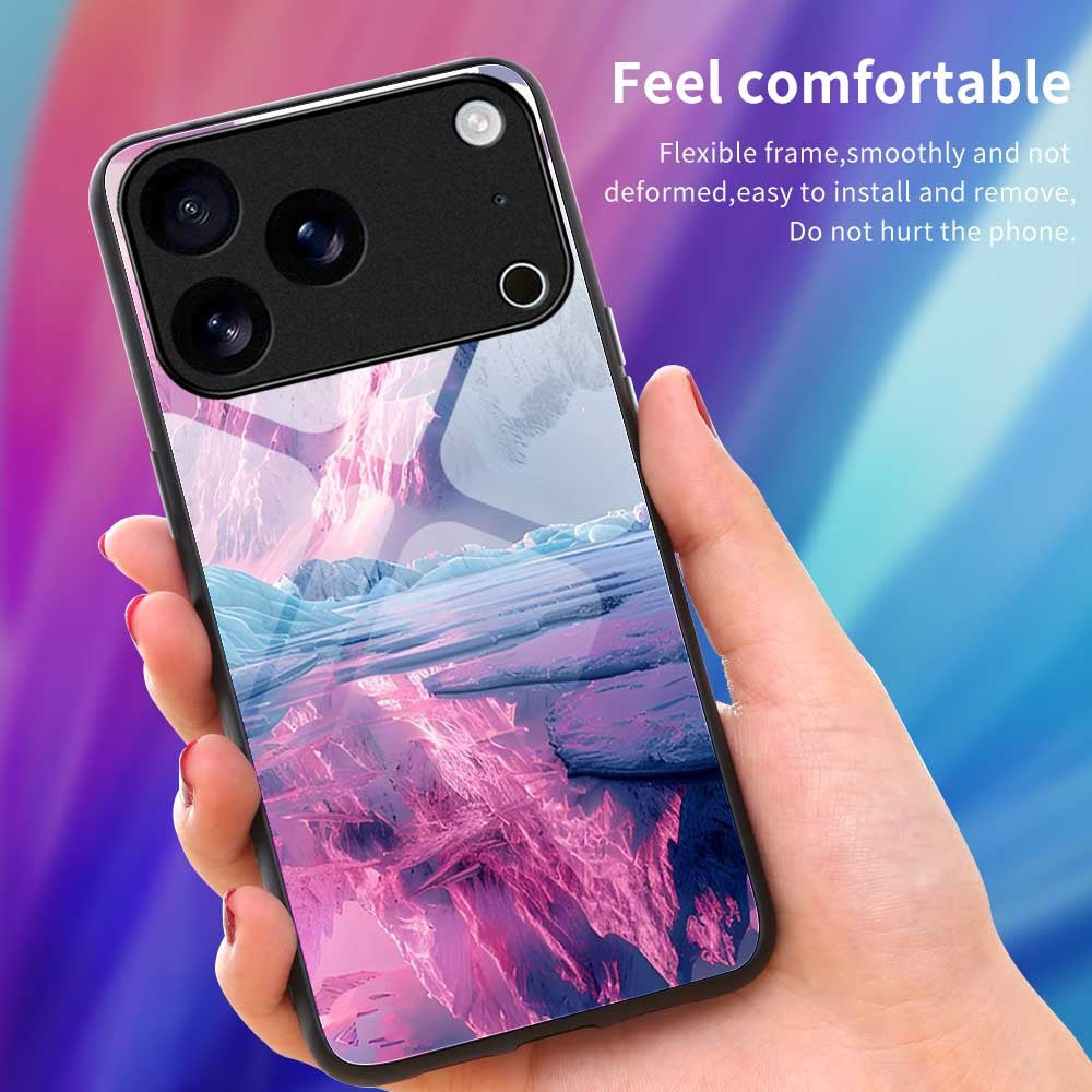 For iPhone 17 Pro Max Case Anti Drop PC TPU Tempered Glass Pattern Printing Phone Back Cover - B0179