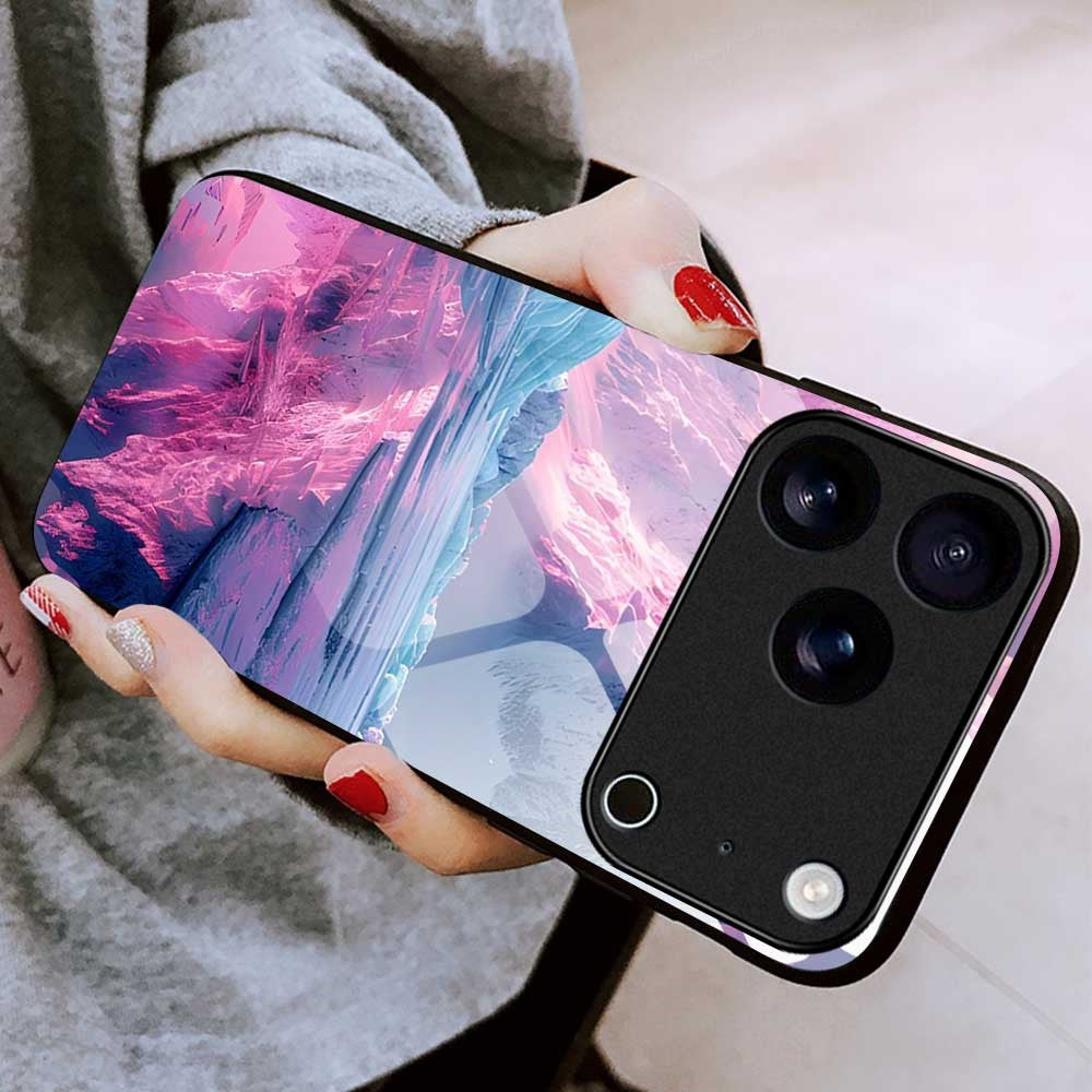 For iPhone 17 Pro Max Case Anti Drop PC TPU Tempered Glass Pattern Printing Phone Back Cover - B0179