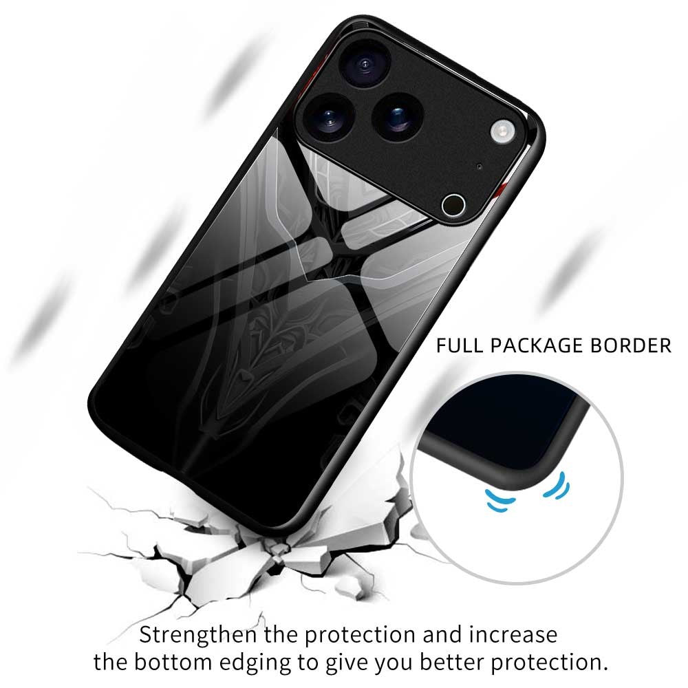 For iPhone 17 Pro Max Case Anti Drop PC TPU Tempered Glass Pattern Printing Phone Back Cover - B0181