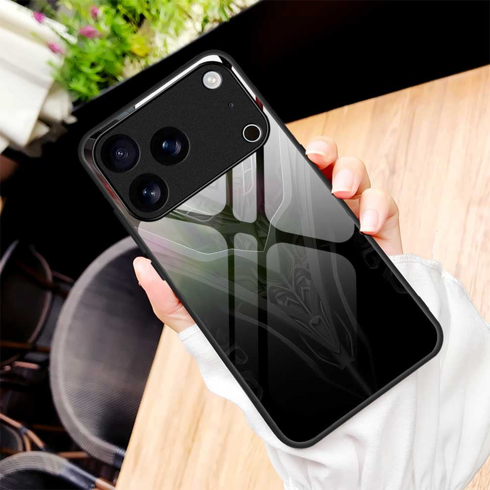 For iPhone 17 Pro Max Case Anti Drop PC TPU Tempered Glass Pattern Printing Phone Back Cover - B0181