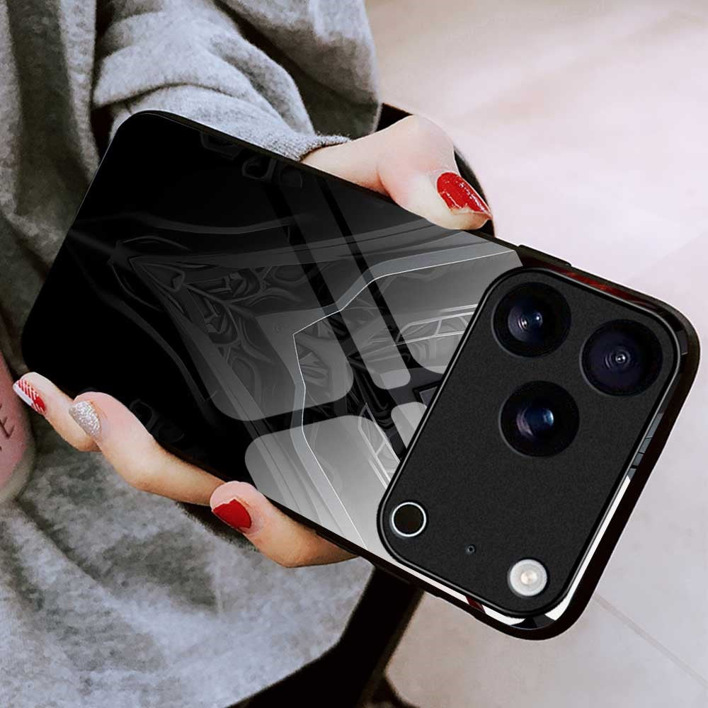 For iPhone 17 Pro Max Case Anti Drop PC TPU Tempered Glass Pattern Printing Phone Back Cover - B0181