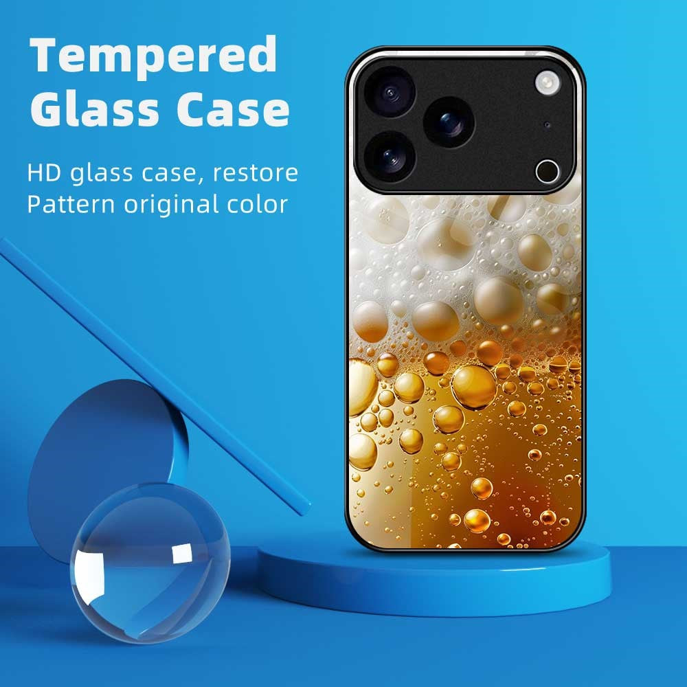 For iPhone 17 Pro Max Case Anti Drop PC TPU Tempered Glass Pattern Printing Phone Back Cover - B0184