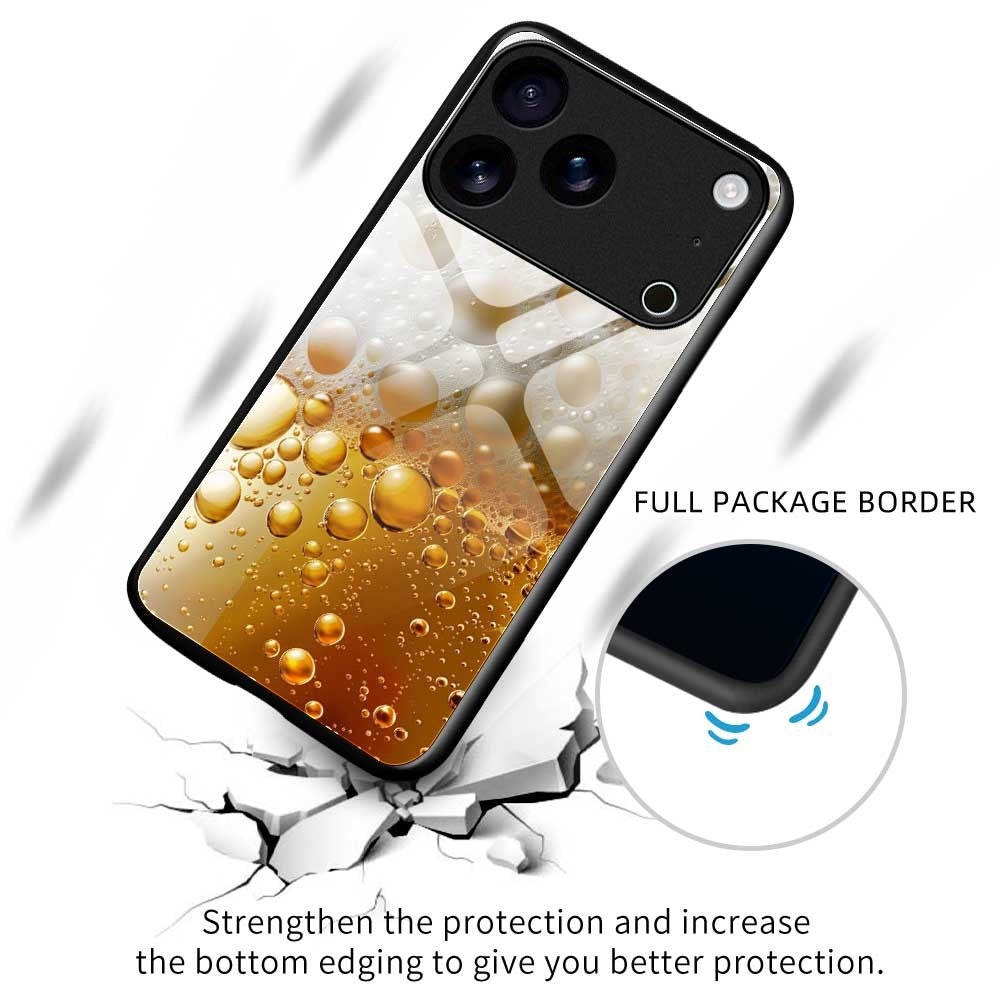For iPhone 17 Pro Max Case Anti Drop PC TPU Tempered Glass Pattern Printing Phone Back Cover - B0184