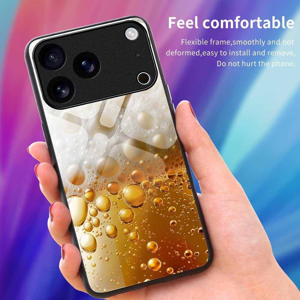 For iPhone 17 Pro Max Case Anti Drop PC TPU Tempered Glass Pattern Printing Phone Back Cover - B0184