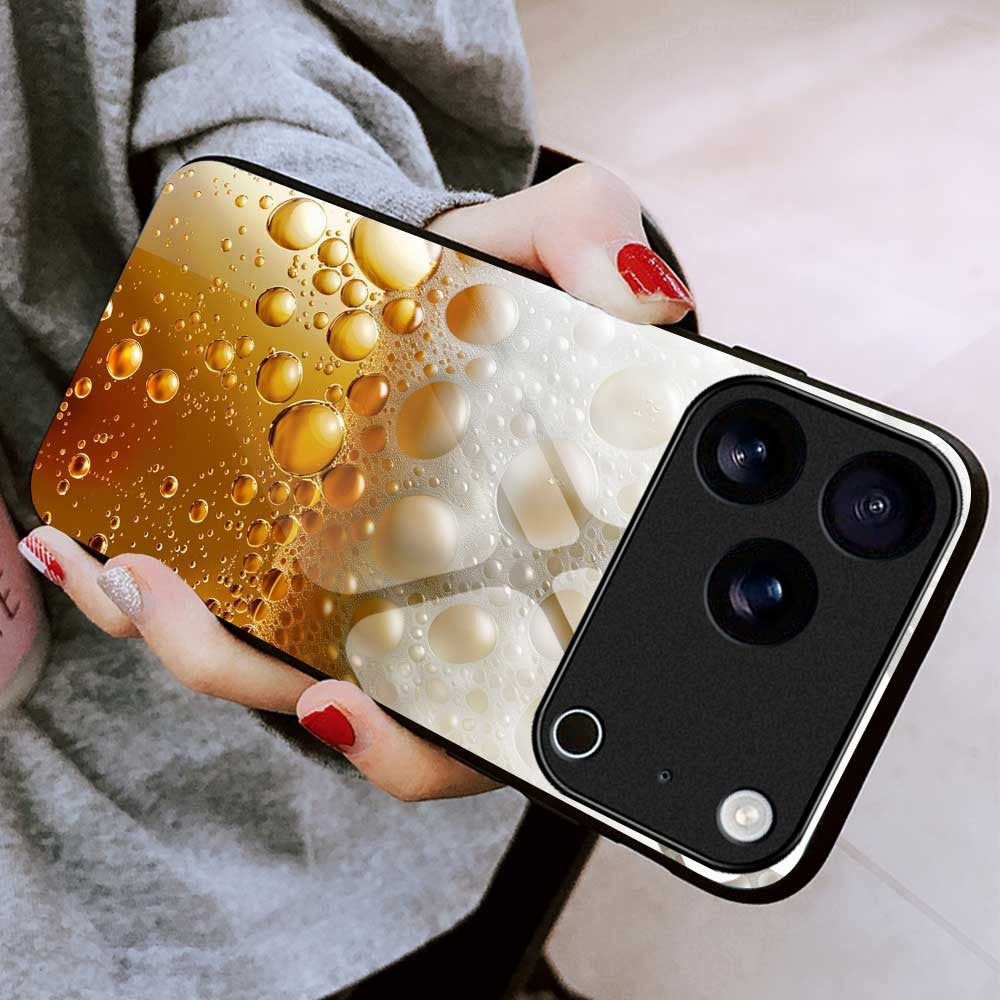 For iPhone 17 Pro Max Case Anti Drop PC TPU Tempered Glass Pattern Printing Phone Back Cover - B0184