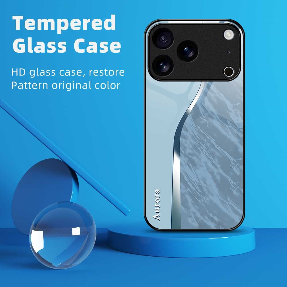 For iPhone 17 Pro Max Case Anti Drop PC TPU Tempered Glass Pattern Printing Phone Back Cover - B0186