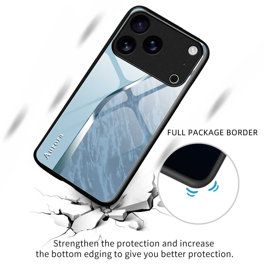 For iPhone 17 Pro Max Case Anti Drop PC TPU Tempered Glass Pattern Printing Phone Back Cover - B0186