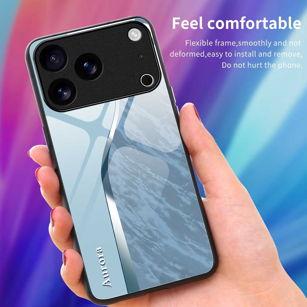 For iPhone 17 Pro Max Case Anti Drop PC TPU Tempered Glass Pattern Printing Phone Back Cover - B0186