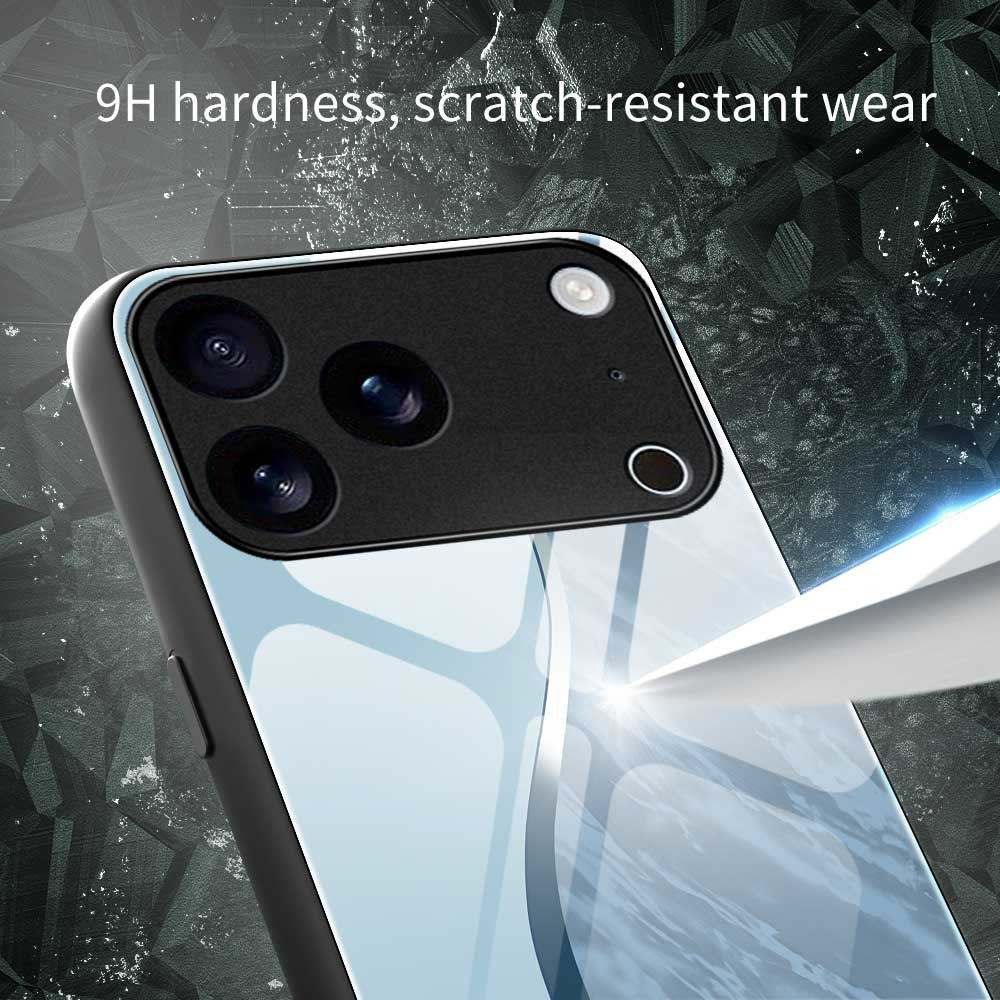 For iPhone 17 Pro Max Case Anti Drop PC TPU Tempered Glass Pattern Printing Phone Back Cover - B0186