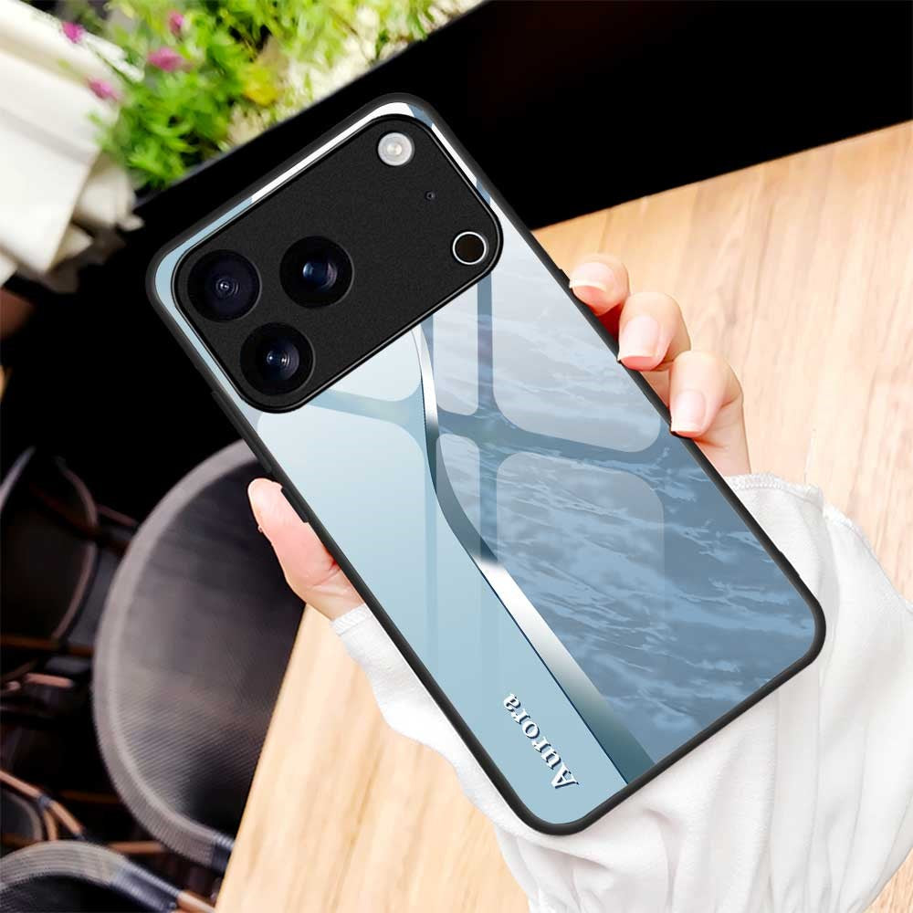 For iPhone 17 Pro Max Case Anti Drop PC TPU Tempered Glass Pattern Printing Phone Back Cover - B0186
