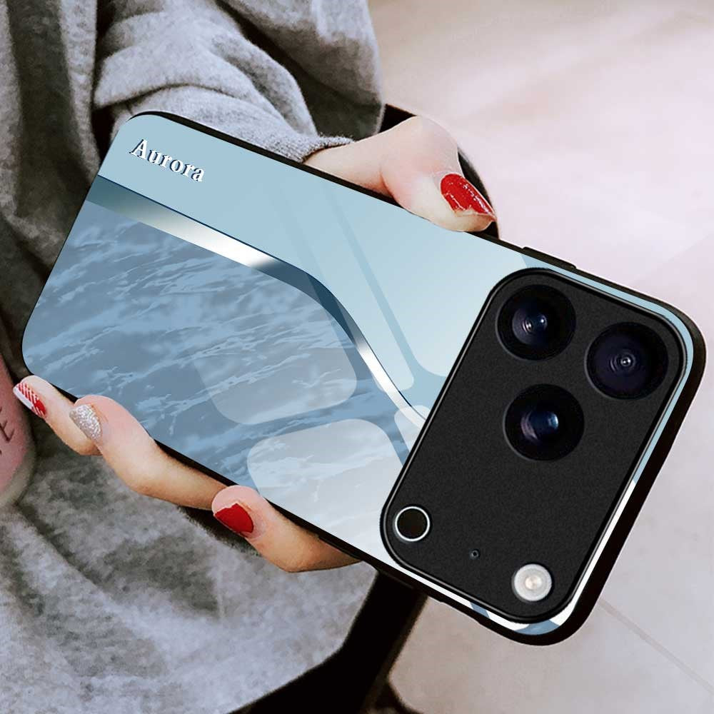 For iPhone 17 Pro Max Case Anti Drop PC TPU Tempered Glass Pattern Printing Phone Back Cover - B0186