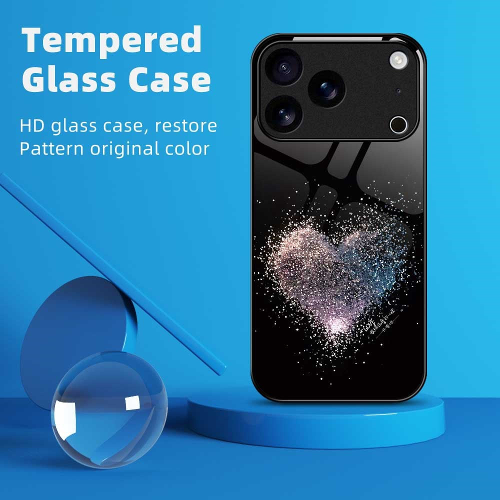 For iPhone 17 Pro Max Case Anti Drop PC TPU Tempered Glass Pattern Printing Phone Back Cover - B0188