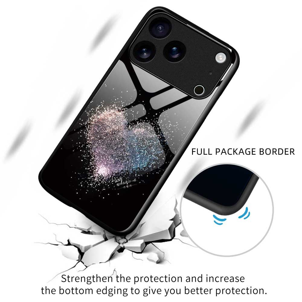 For iPhone 17 Pro Max Case Anti Drop PC TPU Tempered Glass Pattern Printing Phone Back Cover - B0188