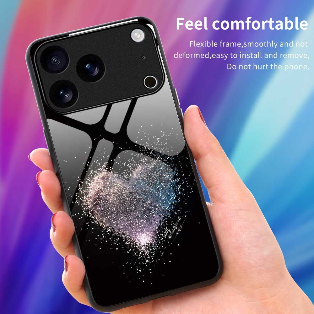 For iPhone 17 Pro Max Case Anti Drop PC TPU Tempered Glass Pattern Printing Phone Back Cover - B0188