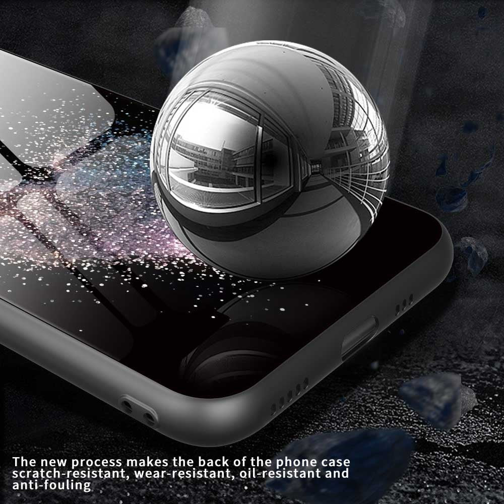 For iPhone 17 Pro Max Case Anti Drop PC TPU Tempered Glass Pattern Printing Phone Back Cover - B0188