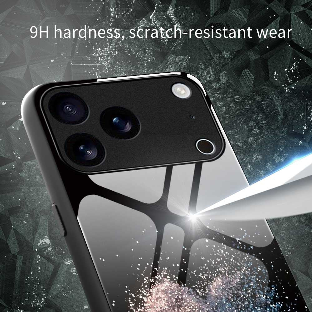 For iPhone 17 Pro Max Case Anti Drop PC TPU Tempered Glass Pattern Printing Phone Back Cover - B0188