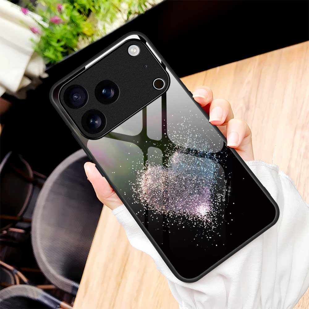 For iPhone 17 Pro Max Case Anti Drop PC TPU Tempered Glass Pattern Printing Phone Back Cover - B0188
