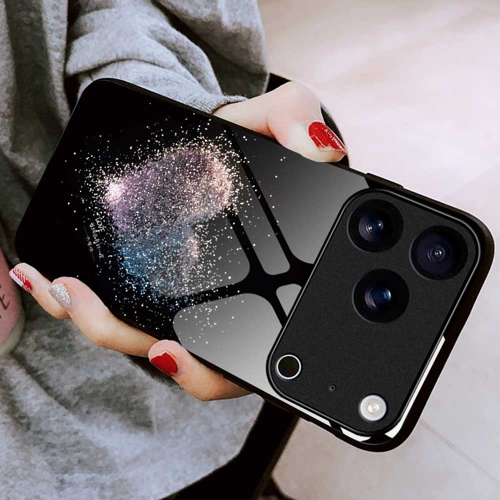 For iPhone 17 Pro Max Case Anti Drop PC TPU Tempered Glass Pattern Printing Phone Back Cover - B0188