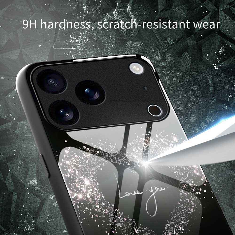 For iPhone 17 Pro Max Case Anti Drop PC TPU Tempered Glass Pattern Printing Phone Back Cover - B0189