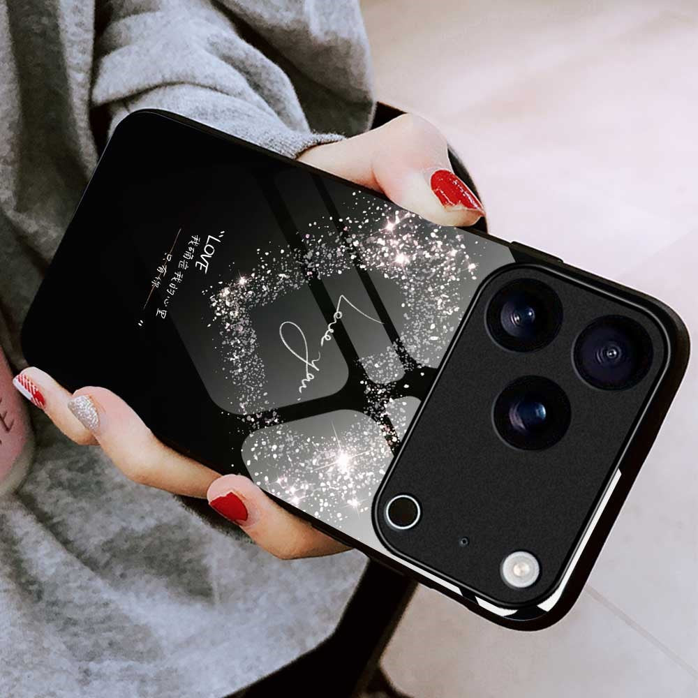 For iPhone 17 Pro Max Case Anti Drop PC TPU Tempered Glass Pattern Printing Phone Back Cover - B0189