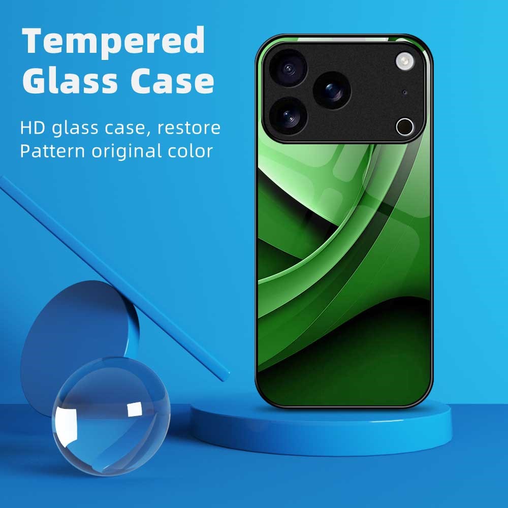 For iPhone 17 Pro Max Case Anti Drop PC TPU Tempered Glass Pattern Printing Phone Back Cover - B0192