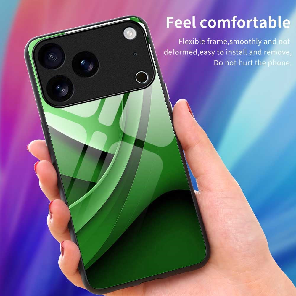 For iPhone 17 Pro Max Case Anti Drop PC TPU Tempered Glass Pattern Printing Phone Back Cover - B0192