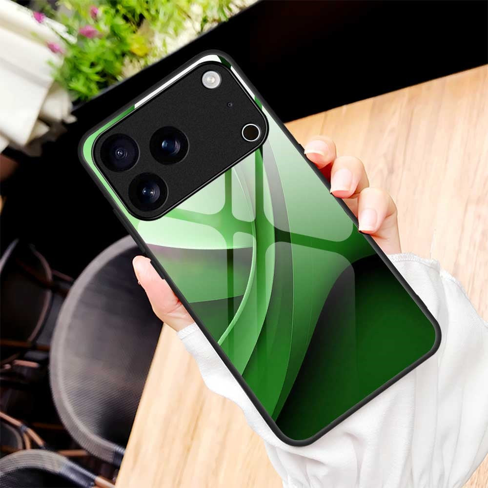For iPhone 17 Pro Max Case Anti Drop PC TPU Tempered Glass Pattern Printing Phone Back Cover - B0192