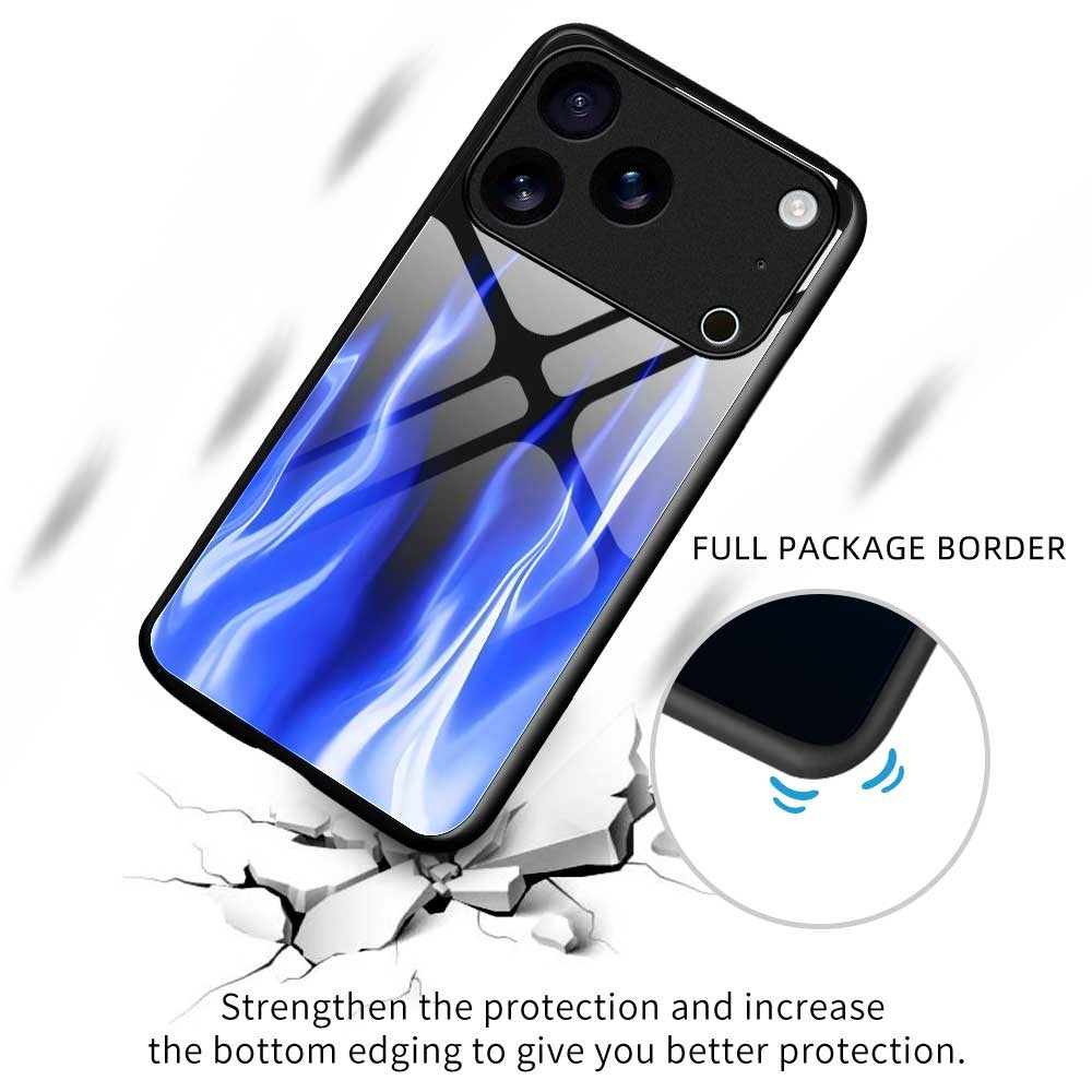 For iPhone 17 Pro Max Case Anti Drop TPU PC Tempered Glass Pattern Printing Phone Back Cover - B0193
