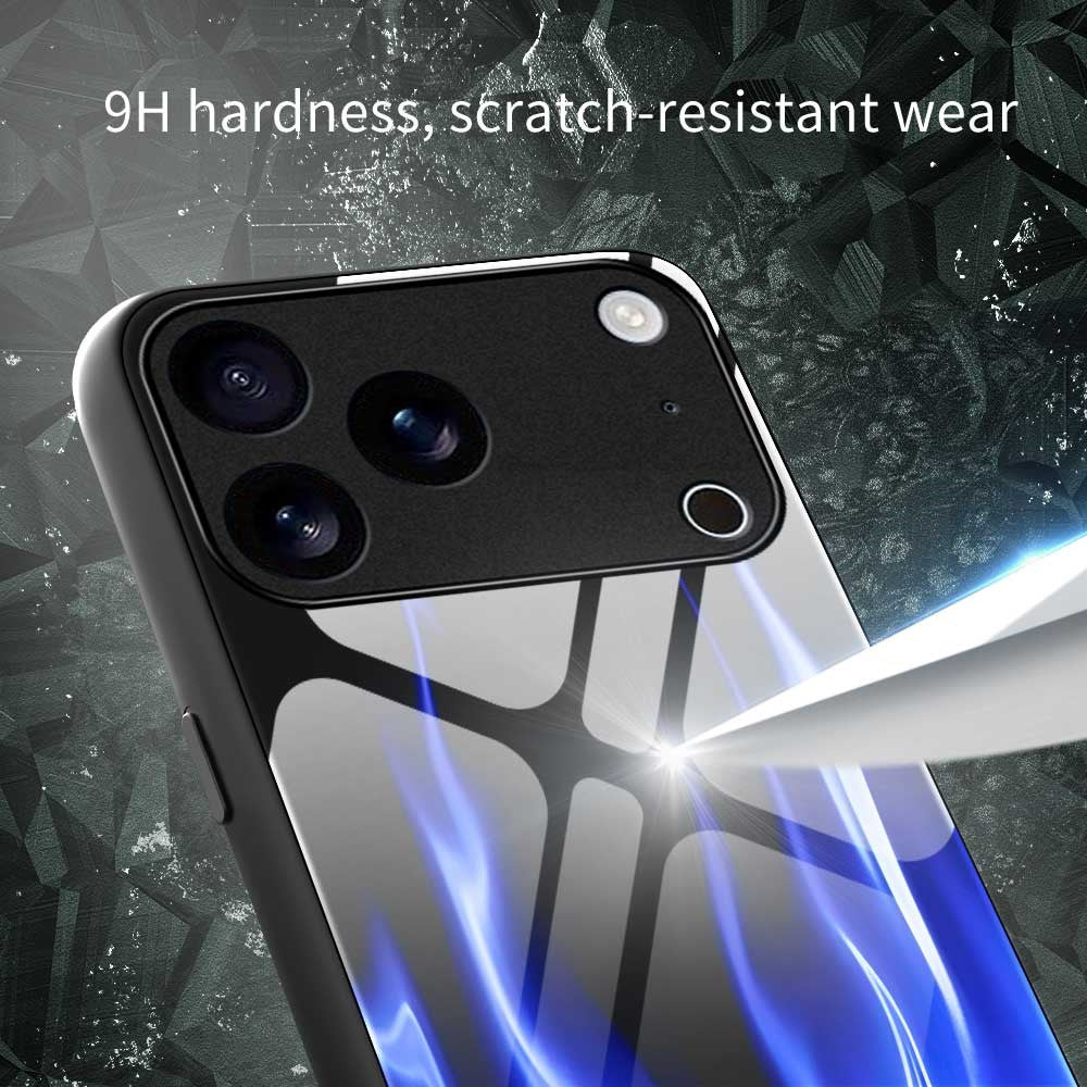 For iPhone 17 Pro Max Case Anti Drop TPU PC Tempered Glass Pattern Printing Phone Back Cover - B0193